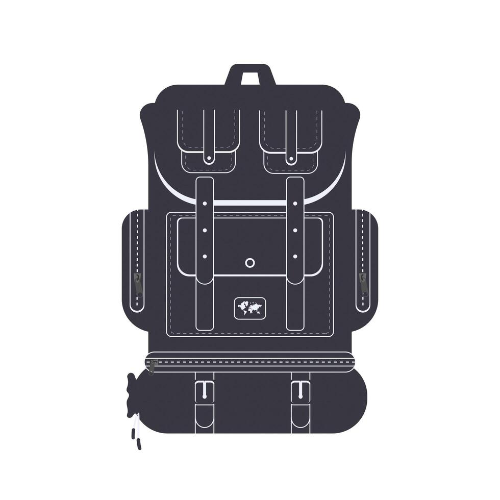 Backpack black icon, concept illustration, vector flat symbol, glyph sign.