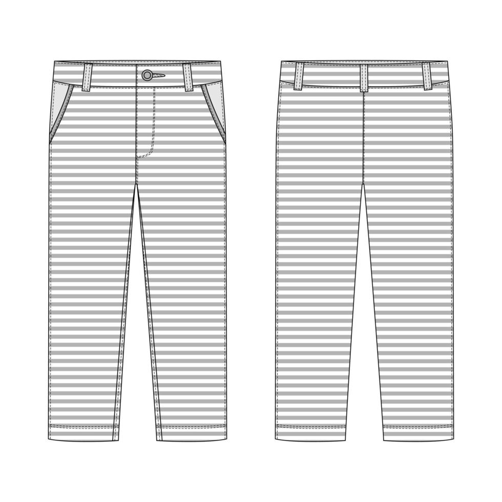 Male pants in melange fabric. KIds casual trousers design template. vector