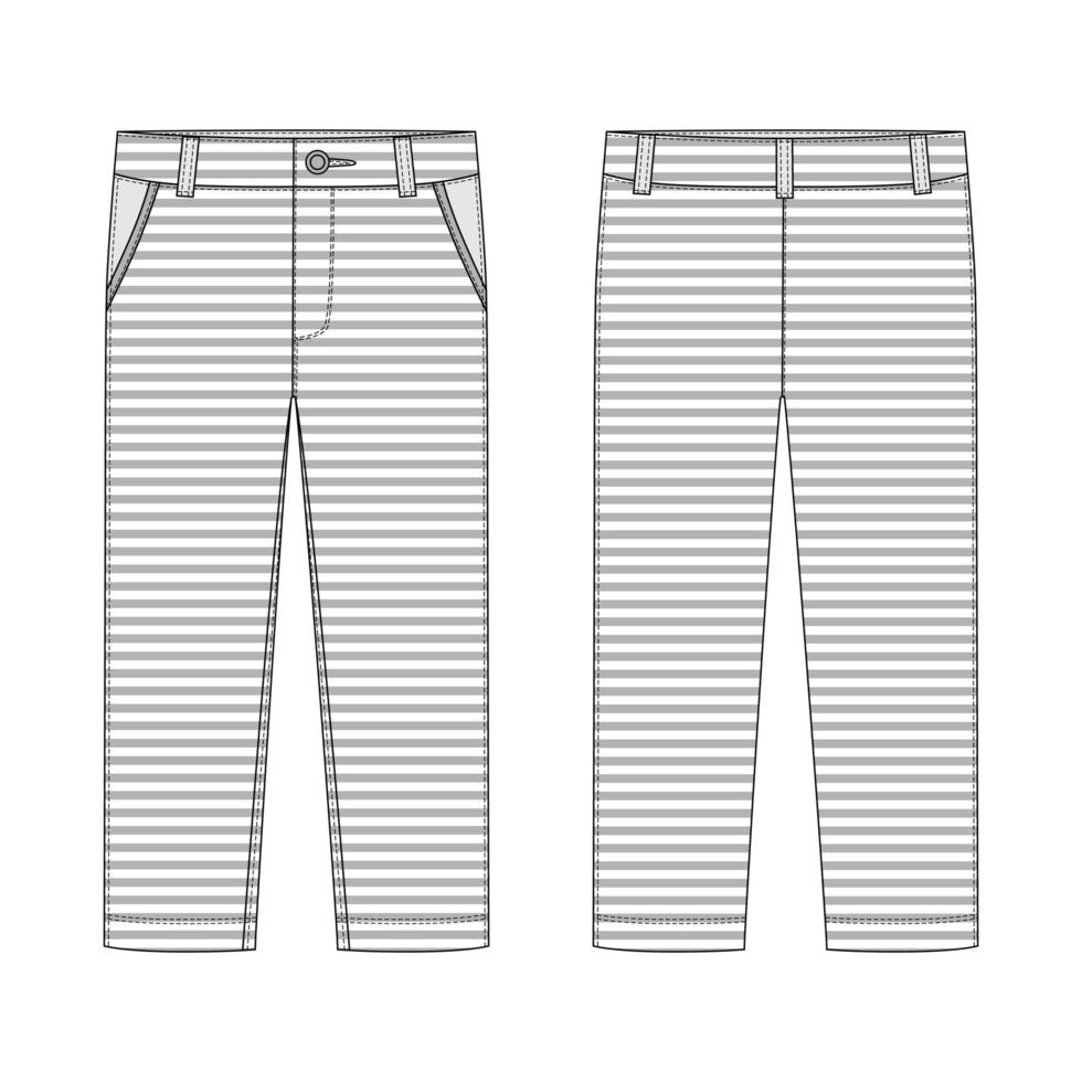 pantalón masculino en tejido melange. plantilla de diseño de pantalones casuales para niños. vector