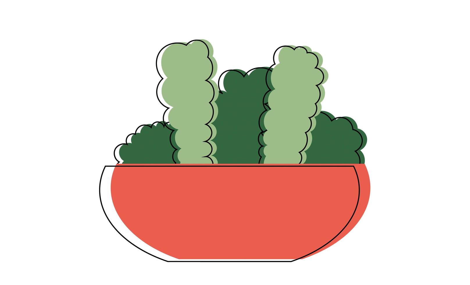 suculentas o cactus dibujados a mano en una olla. elementos de cuadros. arte de línea de color. elementos de diseño de arte. vector botánico lineal.