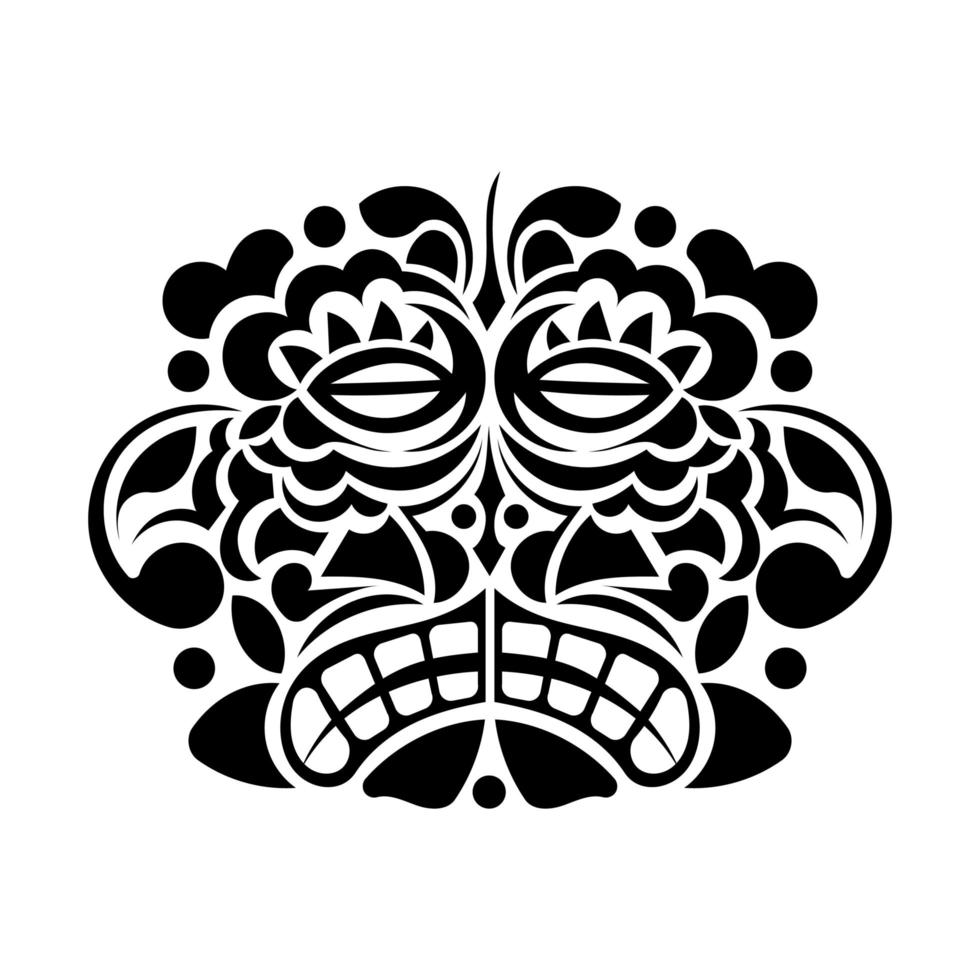 máscara cara tatuaje ornamento estilo maorí. tiki moko. diseño vectorial de tótem. máscara tradicional ritual africana. decoración de polinesia y hawaii, fondo de arte popular tribal. vector