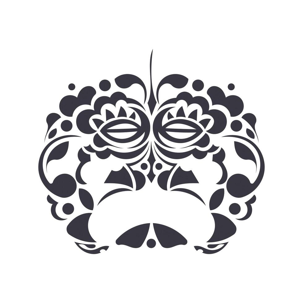 Vector Ornate Monkey Head. Patterned Tribal Monochrome Design.