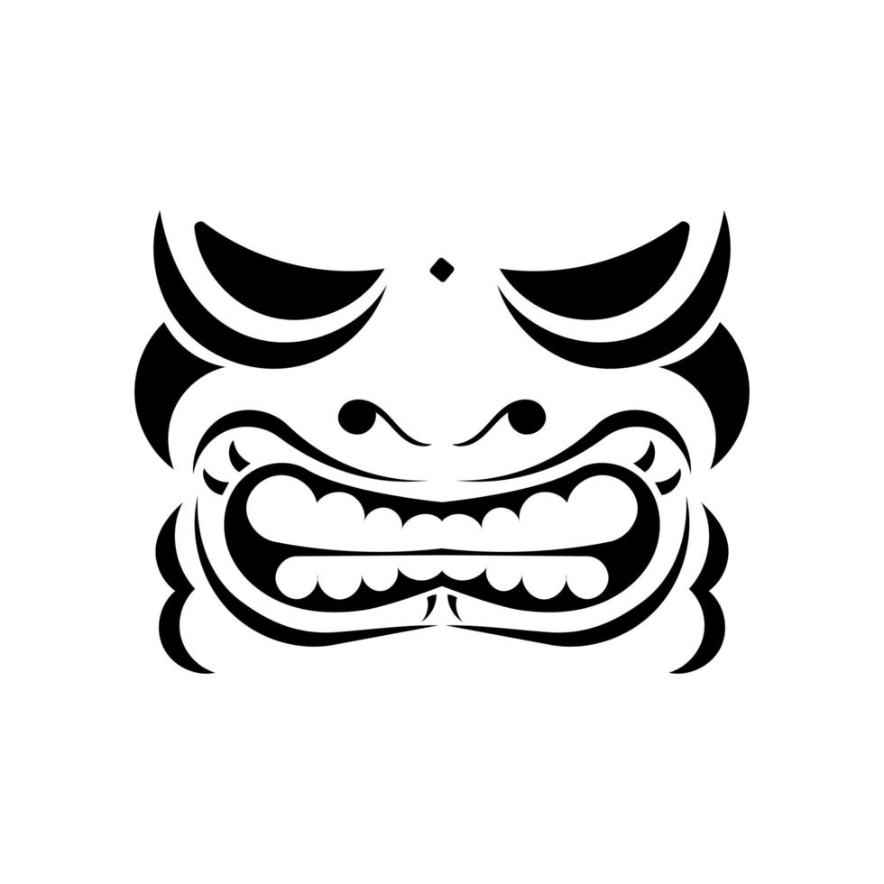Face in tattoo style. Hawaiian tribal patterns. Good for prints and t-shirts. Isolated. Vector illustration.