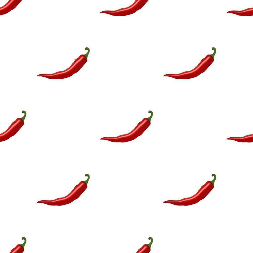 Seamless pattern with cartoon red hot chili peppers on a white background vector
