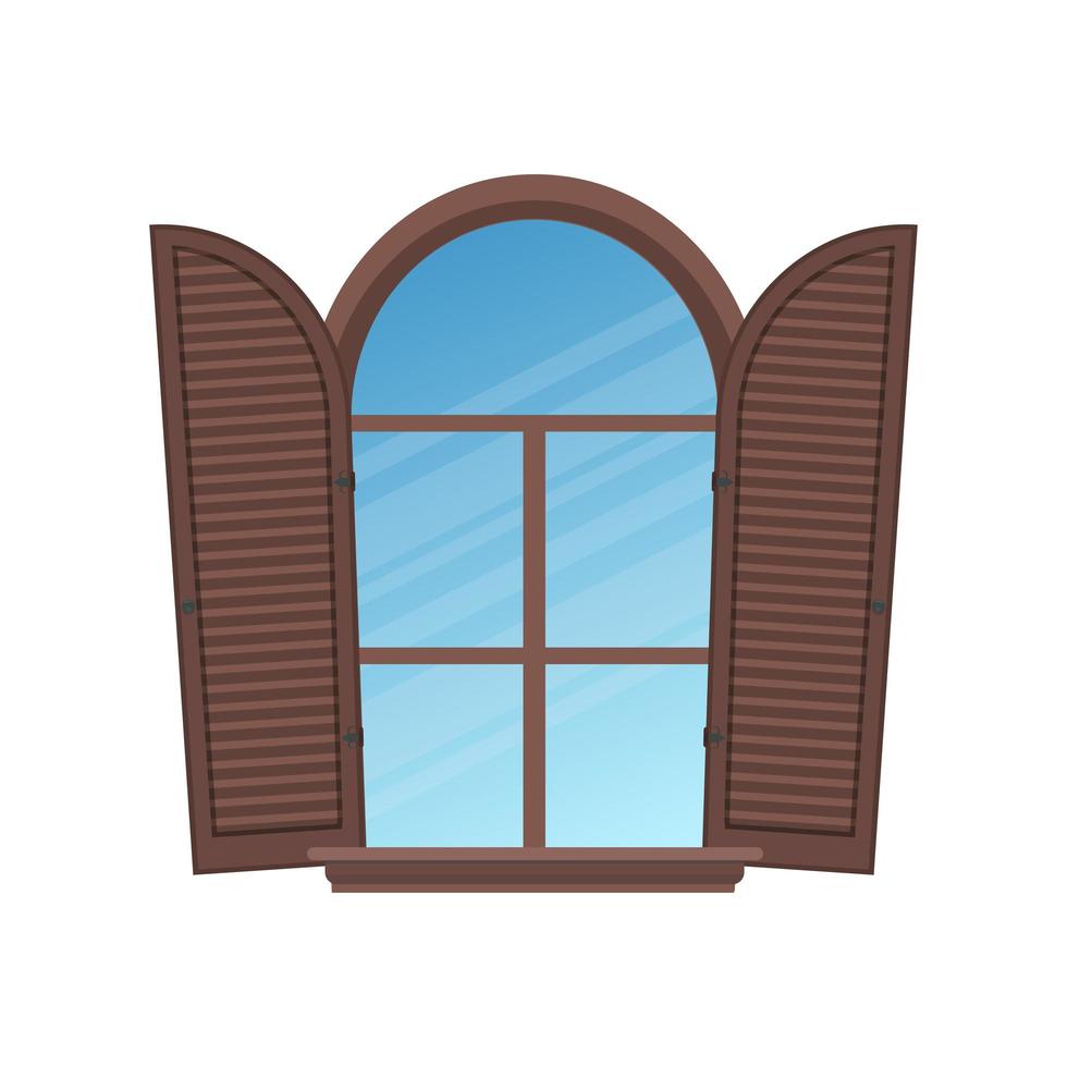 ventana de arco semicircular con persianas de seguridad en estilo italiano. ilustración vectorial vector