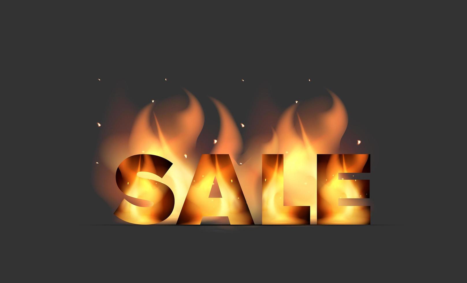 The inscription SALE is on fire. Element for design banners, posters and promotional materials for promotions. Vector