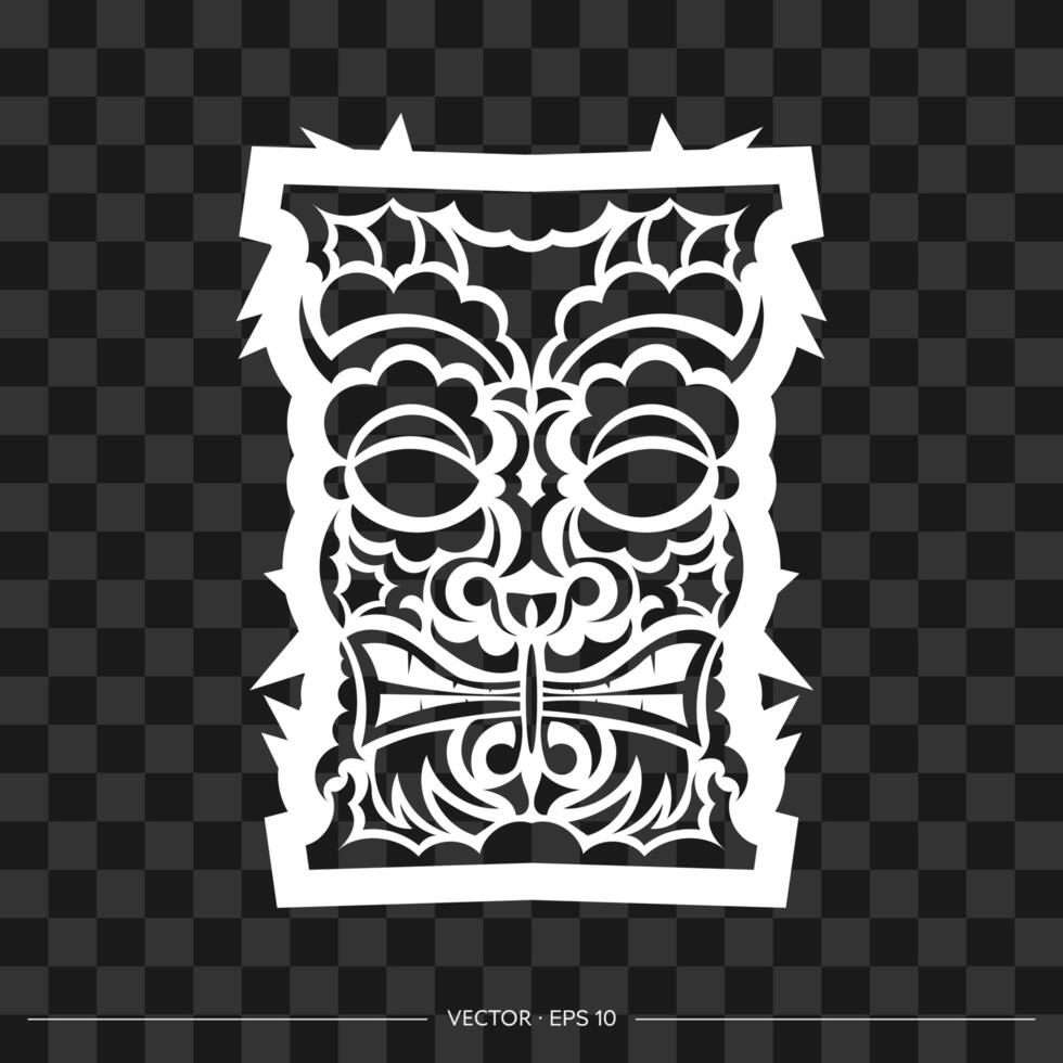 Polynesia mask from patterns. The contour of the face or mask of a warrior. Polynesian, Hawaiian or Maori patterns. For T-shirts, prints and tattoos. Vector illustration.