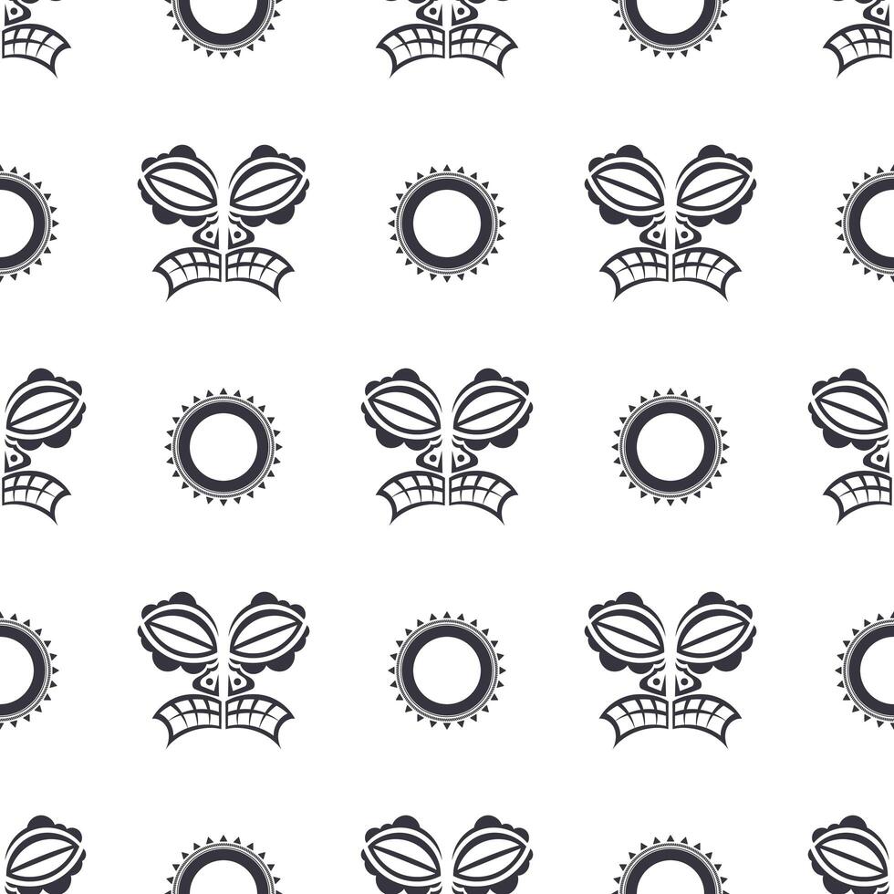 Seamless patter with polynesian tattoo mask for textile, ceramics, fabric, print, cards, wrapping vector