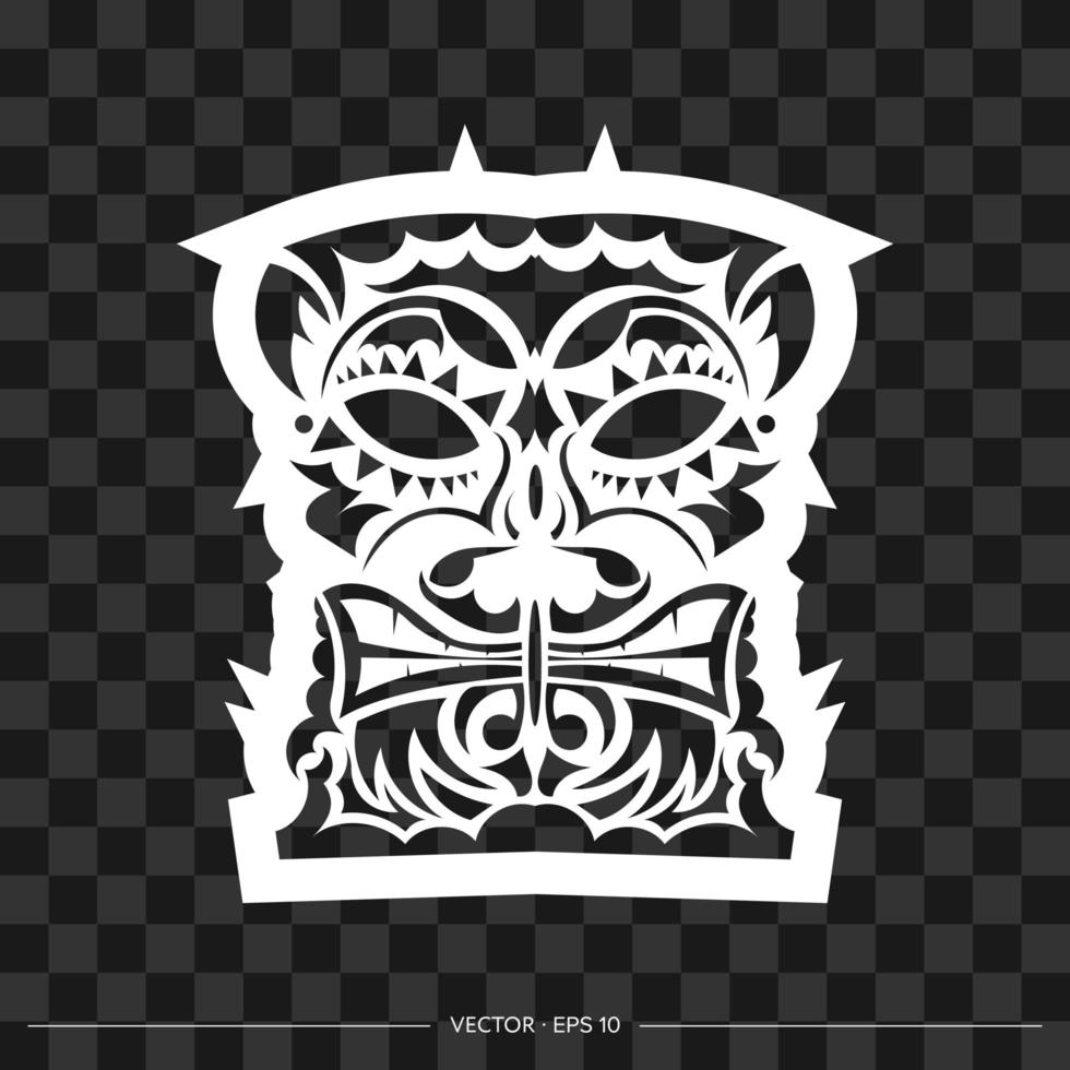 The face of a leader or tribal warrior from patterns. The contour of the face or mask of a warrior. Polynesian, Hawaiian or Maori patterns. For T-shirts and prints. Vector illustration.