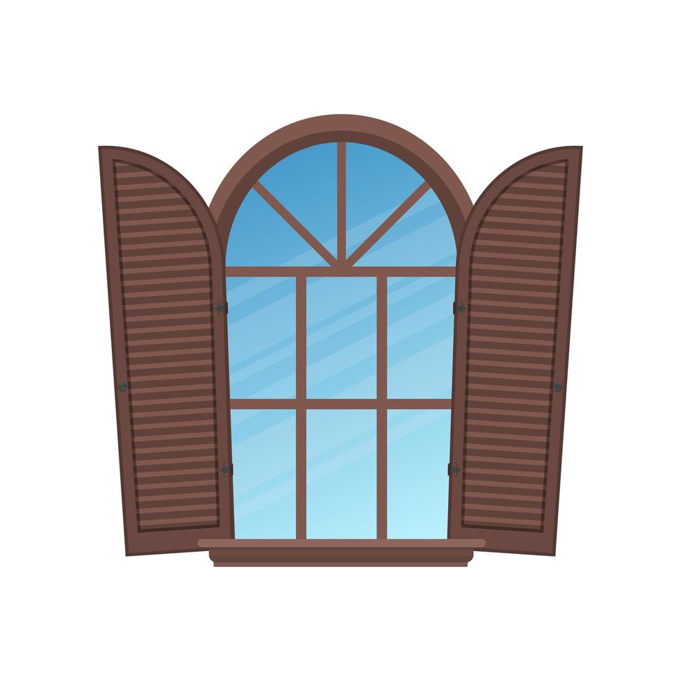 ventana de arco semicircular con persianas de seguridad en estilo italiano. vector