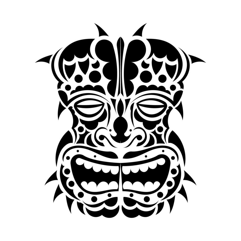 Tattoo mask in the Polynesian style. Maori face. Hawaiian tribal patterns. Isolated. Vector