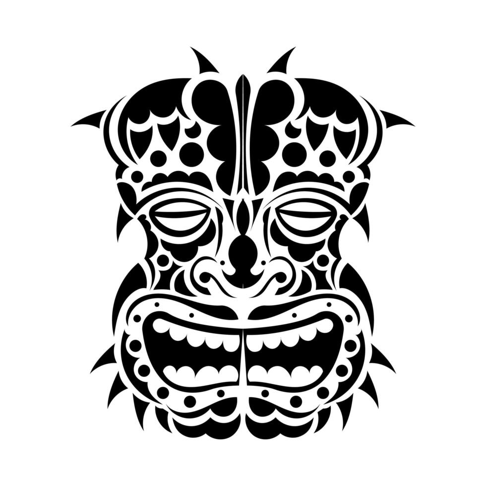 Tattoo mask in the Polynesian style. Maori face. Hawaiian tribal patterns. Isolated. Vector