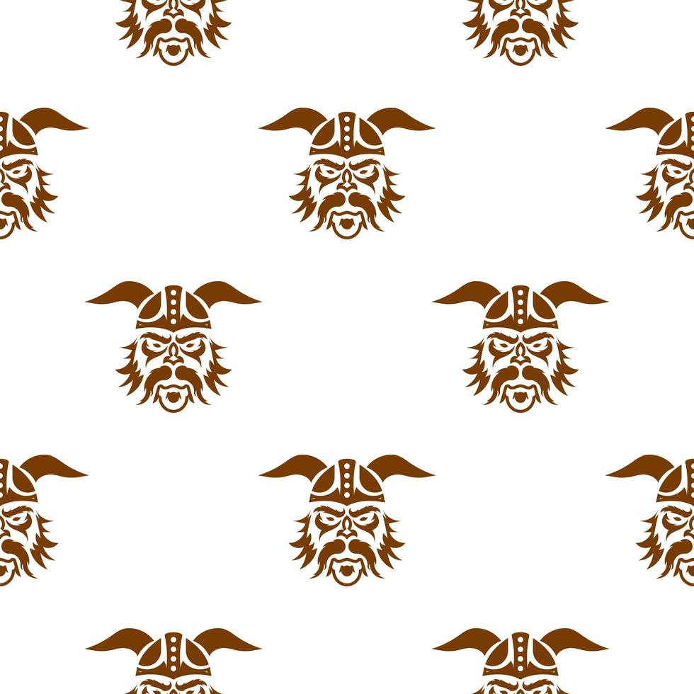 patrón sin costuras con patrón de cabeza vikinga. bueno para fondos, textiles, papel marrón y postales. ilustración vectorial vector