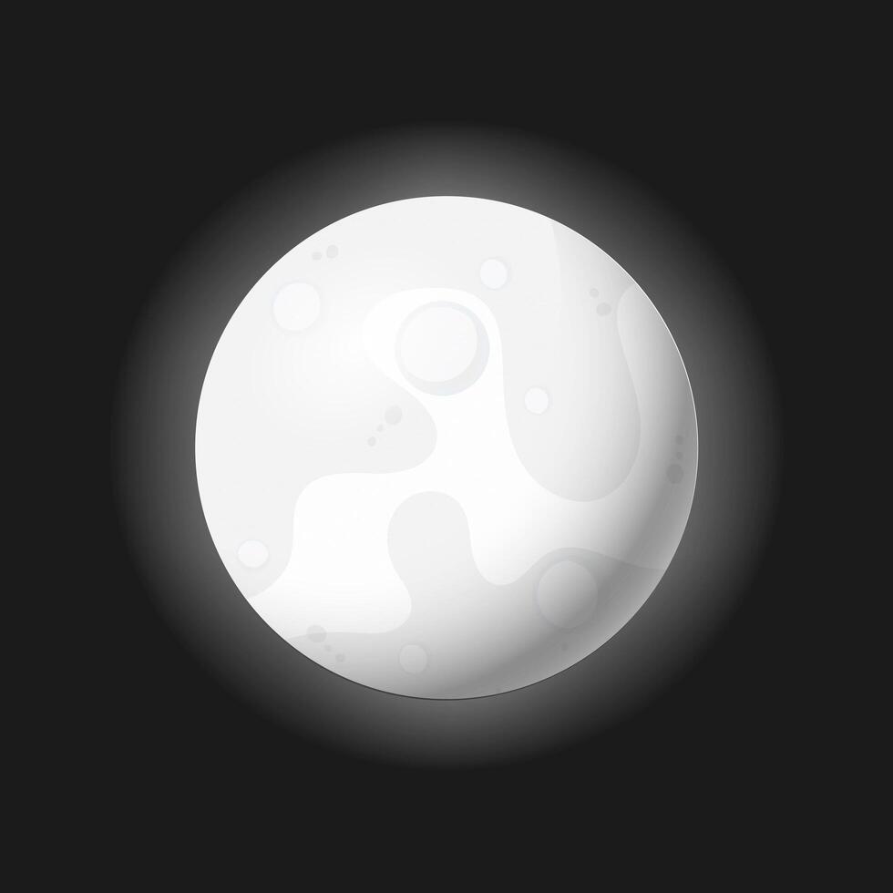 The moon is isolated on a black background. Realistic style. Vector illustration.