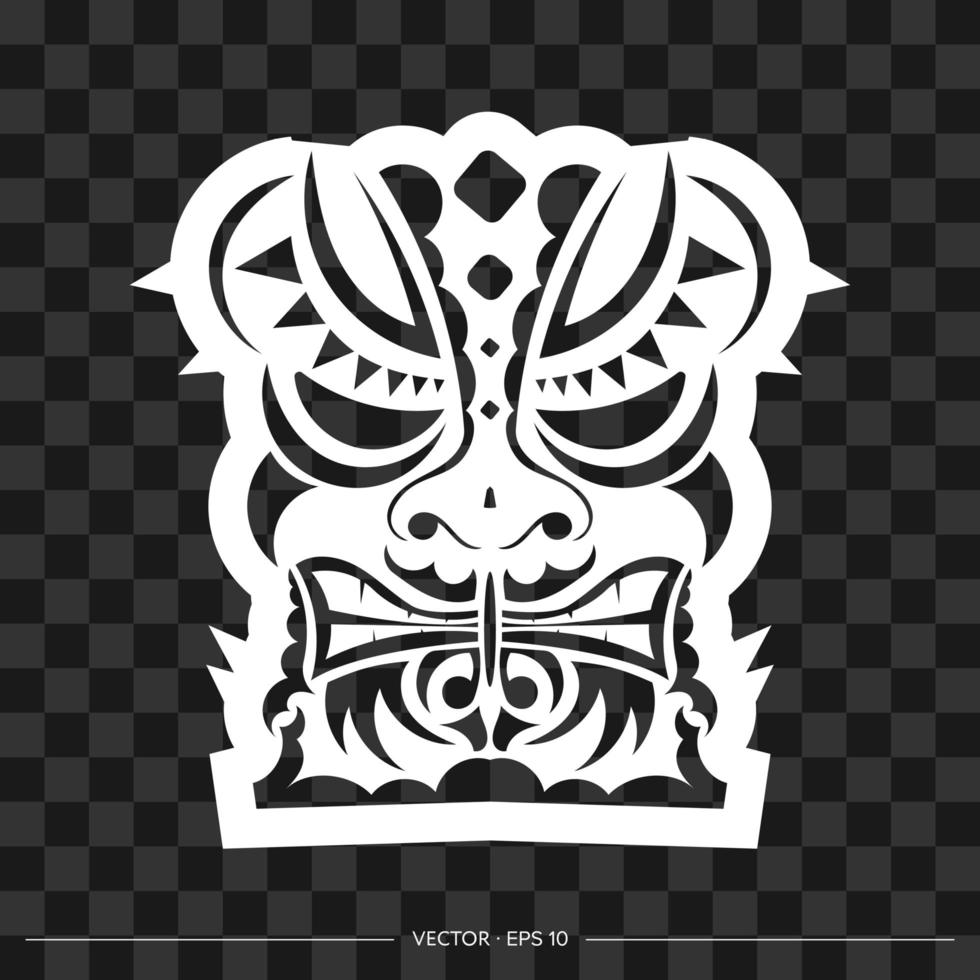 máscara polinesia de patrones. el contorno de la cara o máscara de un guerrero. patrones polinesios, hawaianos o maoríes. plantilla para impresión, camiseta o tatuaje. vector