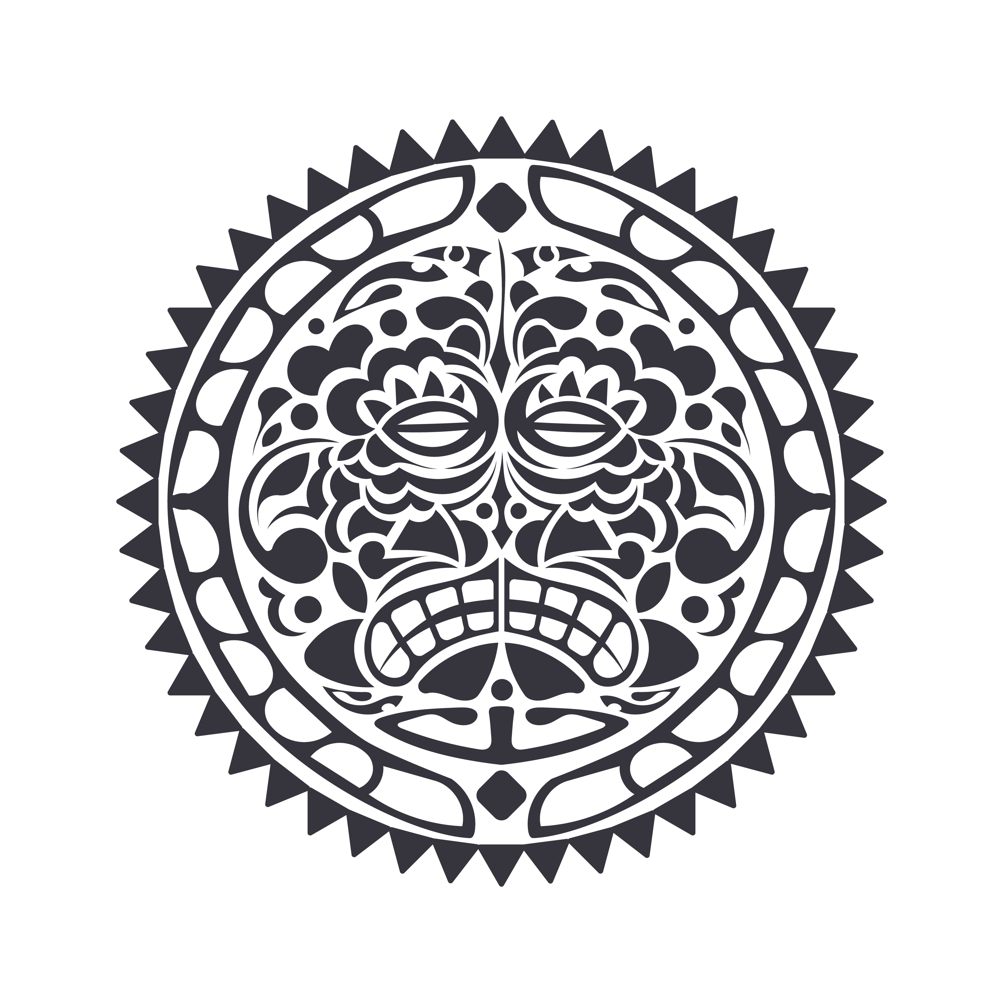 Premium Vector  Tattoo ornament with sun face maori style african aztecs  or mayan ethnic mask