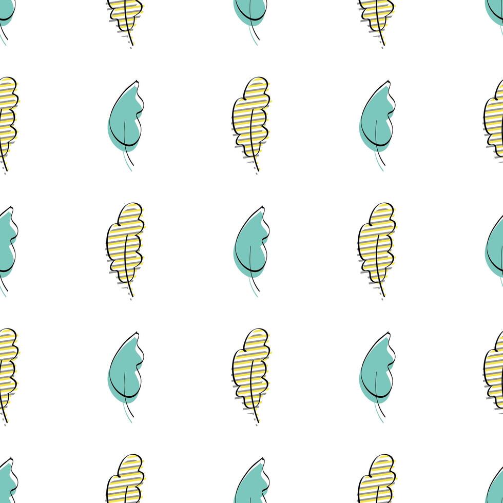 Seamless pattern with green leaf. Delicate and elegant textile, wrapping paper mockup. Hand-drawn style. Vector illustration.