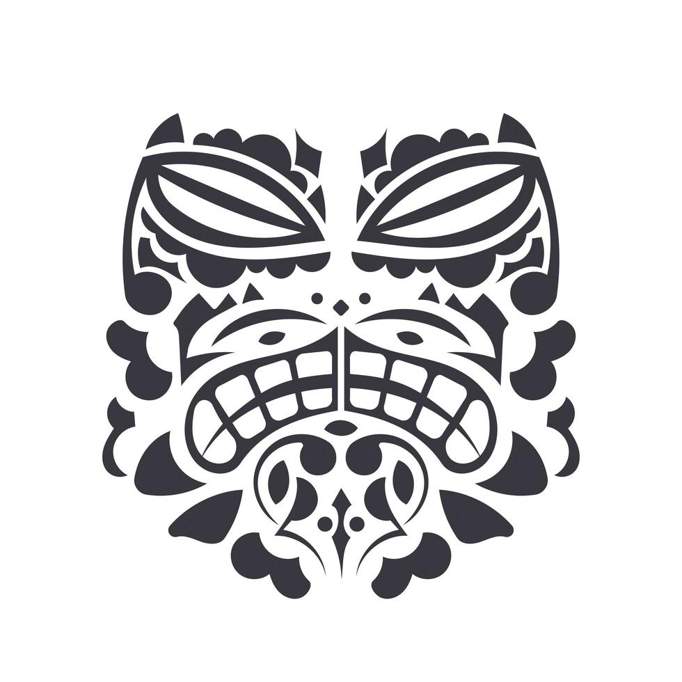 patrón de máscara de la cultura maorí y polinesia. estilo de tatuaje polinesio tribal de cara. hecho a mano. vector