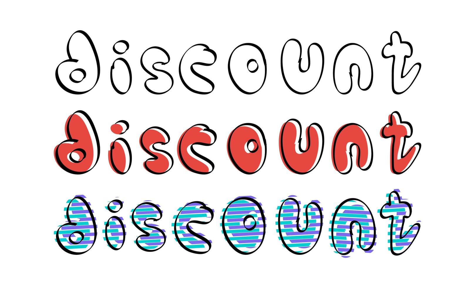 SET DISCOUNT lettering on white background. Freehand doodle style font. For T-shirts and postcards. Vector. vector
