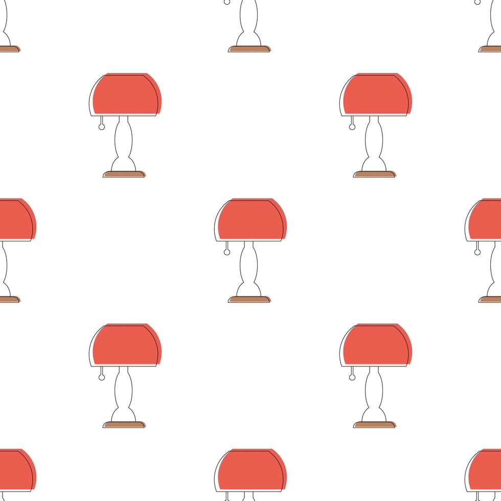 Table lamp icon isolated seamless pattern on white background. Vector Illustration