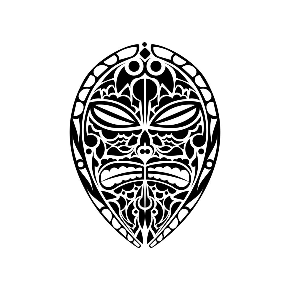 Ancient Mask Illustration Logo design vector template. Polynesian Hawaiian style tattoo in the form of a mask. Isolated. Vector illustration.
