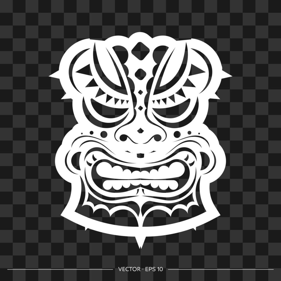 tótem en forma de cara hecho de patrones. el contorno de la cara o máscara de un guerrero. para camisetas y estampados. ilustración vectorial vector