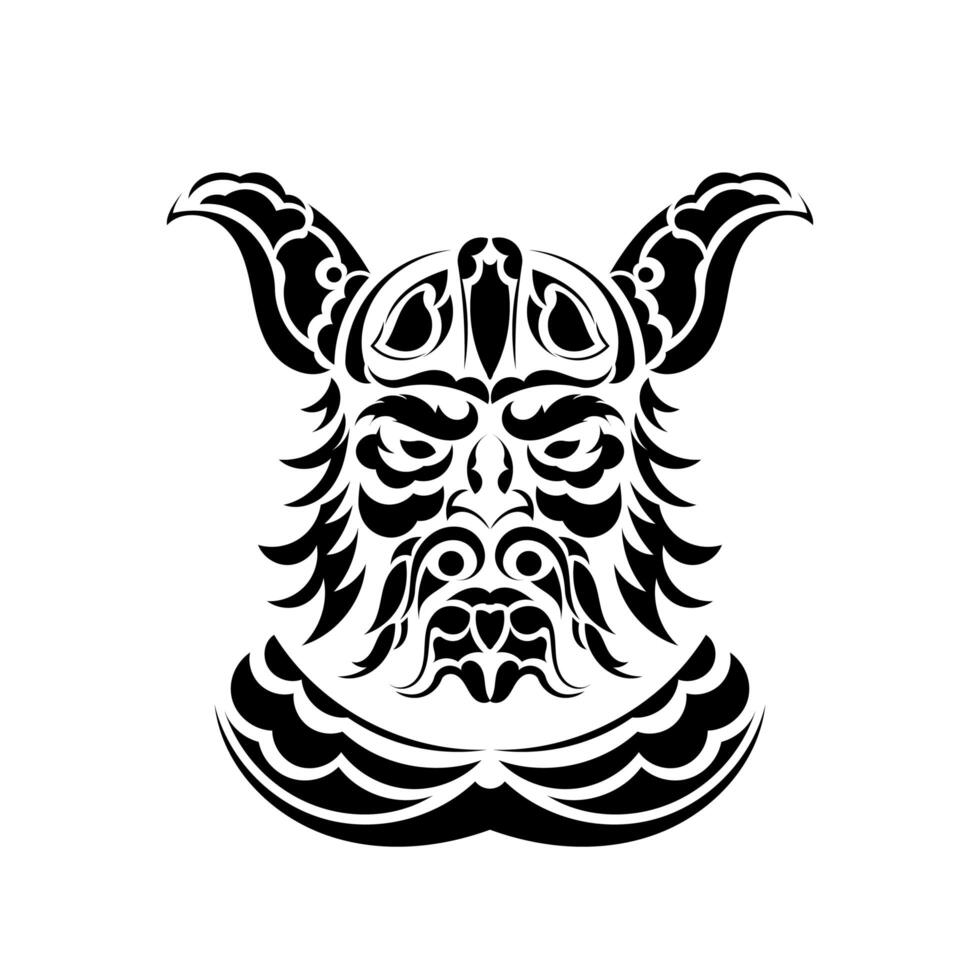 Viking head made of patterns. Good for tattoos or prints. Isolated. Vector illustration.