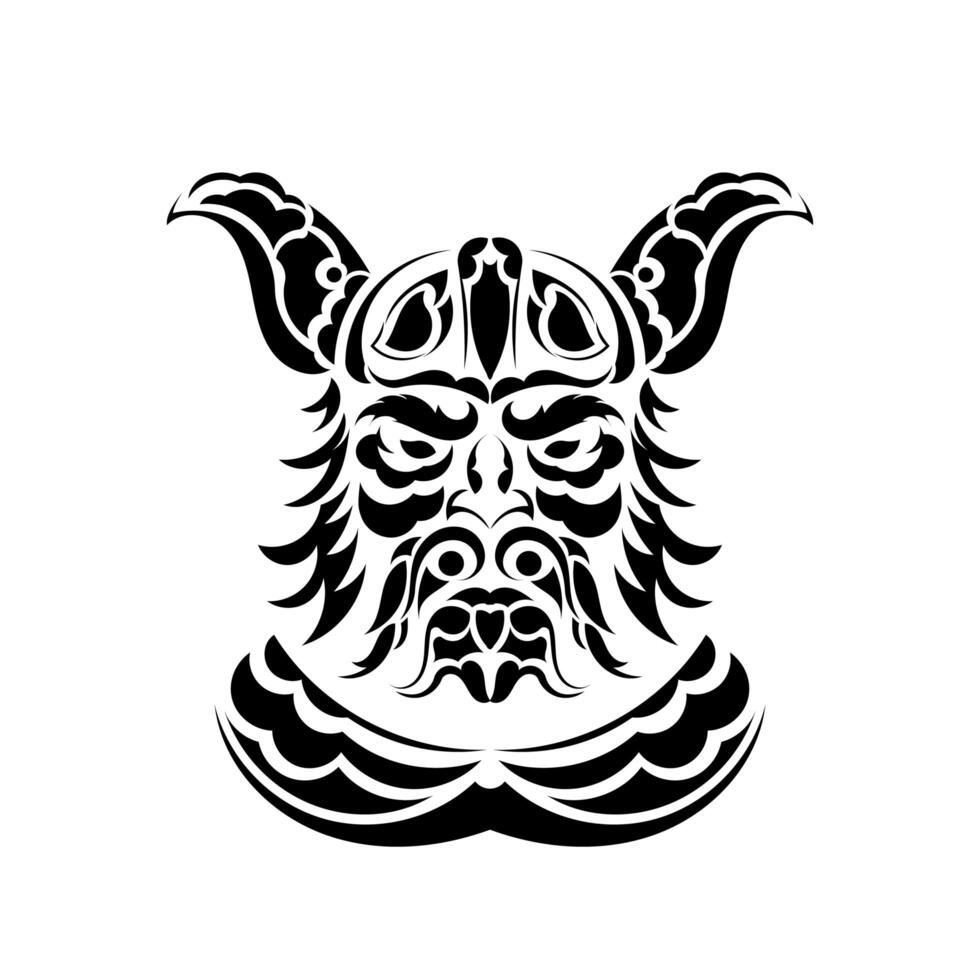 Viking head made of patterns. Good for tattoos or prints. Isolated. Vector illustration.