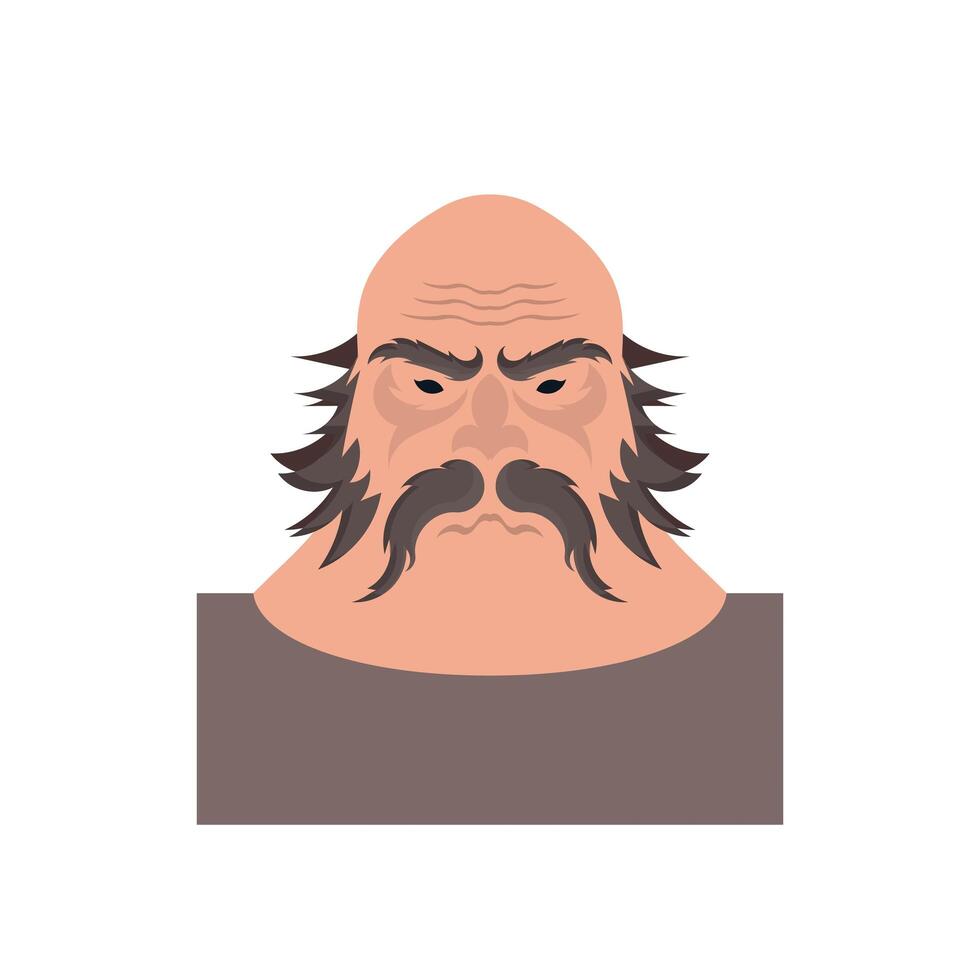 A bald man with a mustache and a beard. Brutal man icon. Isolated. Vector. vector