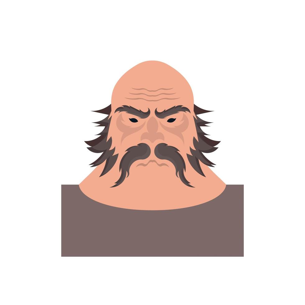 un hombre calvo con bigote y barba. icono de hombre brutal. aislado. vector. vector