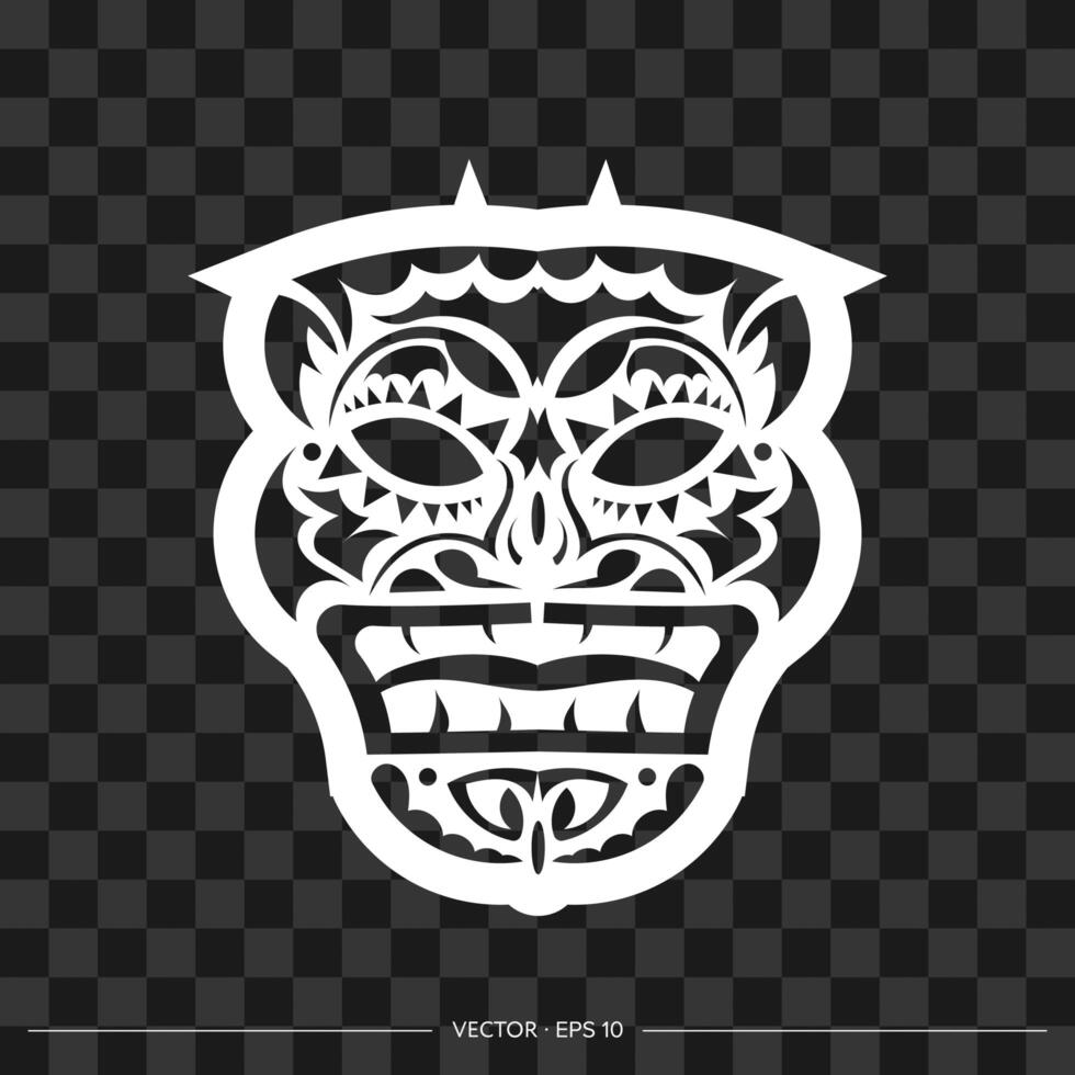 Viking face made from patterns. The contour of the face or mask of a warrior. Polynesian, Hawaiian or Maori patterns. For T-shirts and prints. Vector