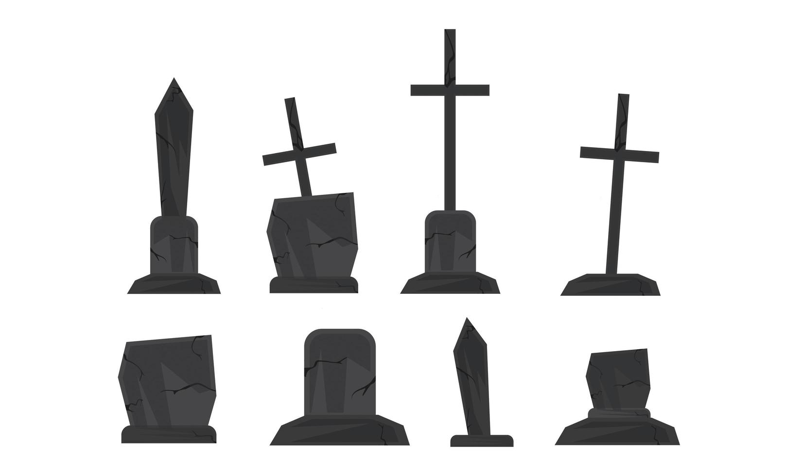 Set of Tombstones are made from stone and looking very old, vector