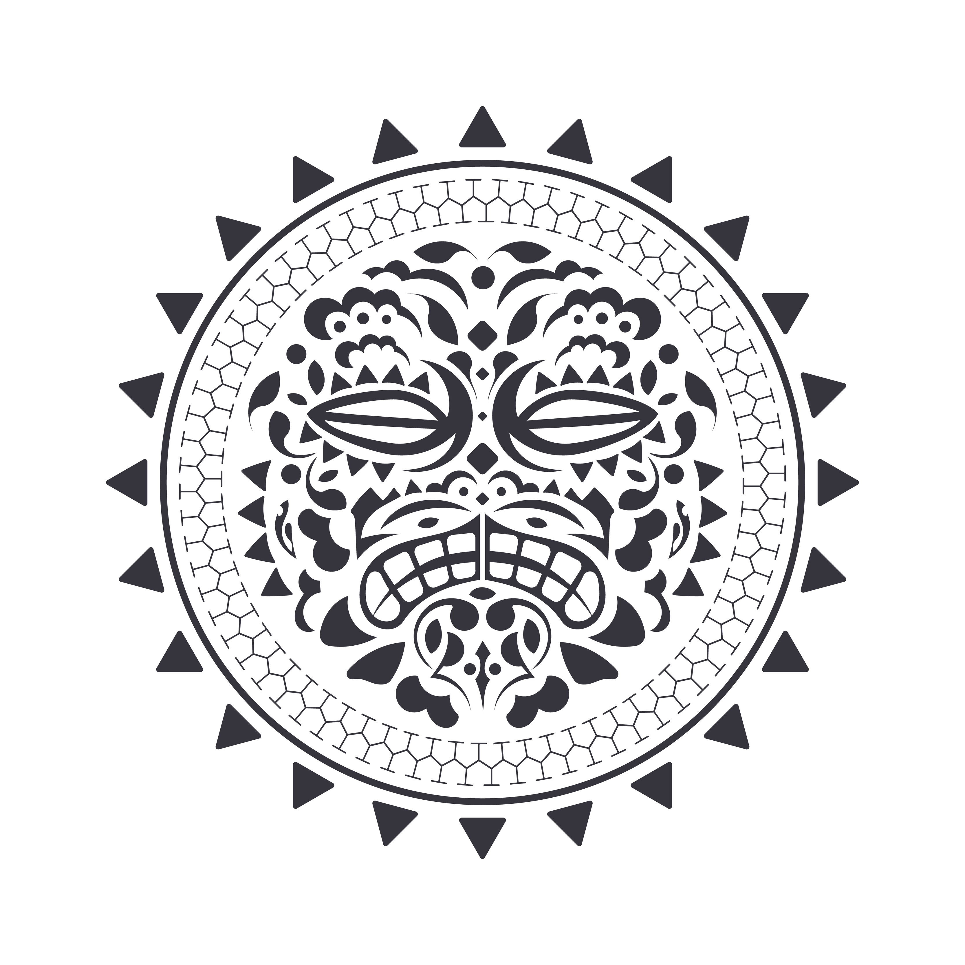 Hawaiian style tattoo. Polynesia style tattoo template. Mask of the gods. Traditional  tribal ornament. Handmade. Vector illustration. 5675540 Vector Art at  Vecteezy