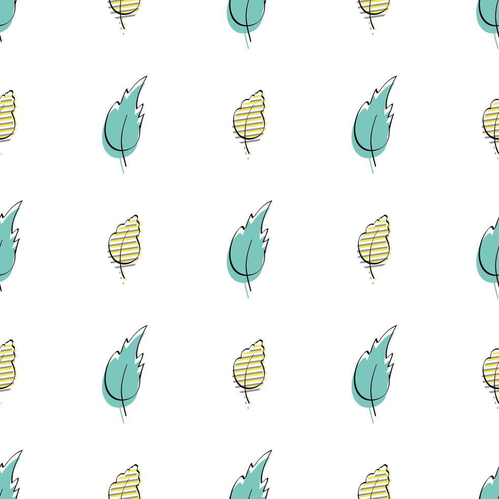 Seamless pattern with green leaf. Delicate and elegant textile, wrapping paper mockup. Hand-drawn style. Vector illustration.