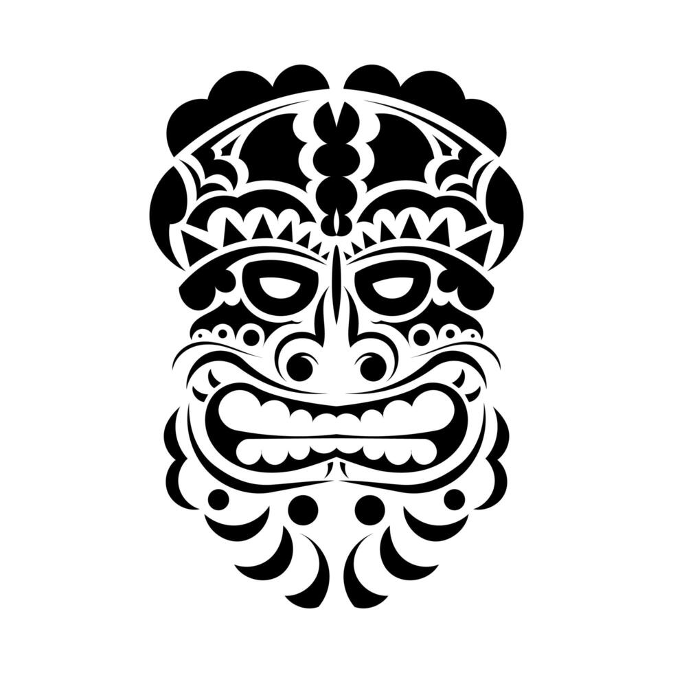 Hawaiian tribal face mask. Face in Polynesian or Maori style. The ears of the ancient tribes. Good for prints, tattoos, and t-shirts. Isolated. Vector