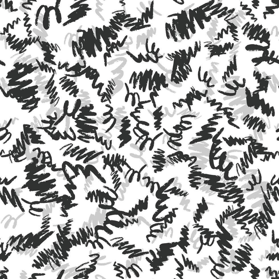 Hand drawn brush strokes seamless pattern. Black and silver Ink backdrop. vector