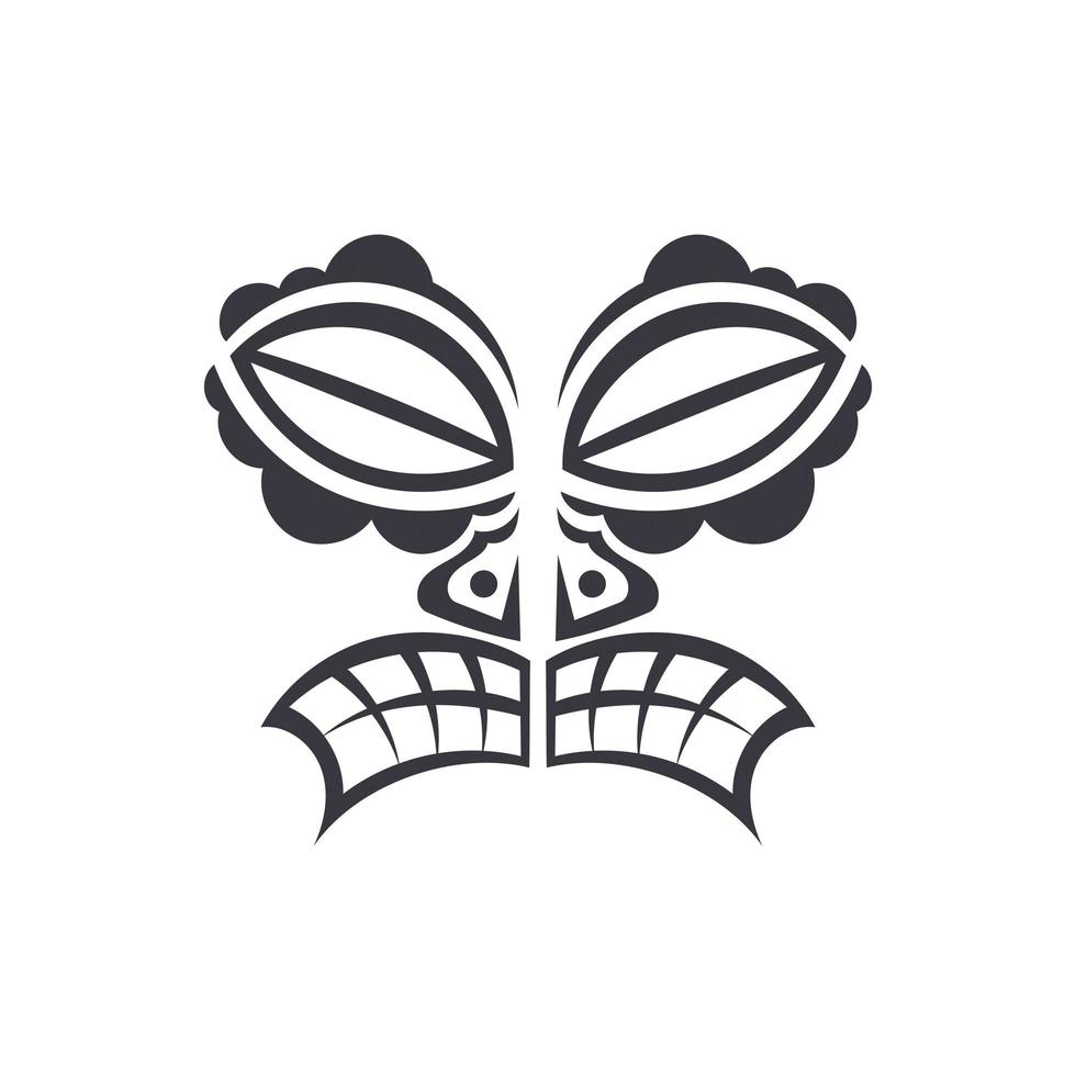 Maori tribal patterns. Tattoo mask with closed eyes in Polynesian style. Isolated. Vector illustration.