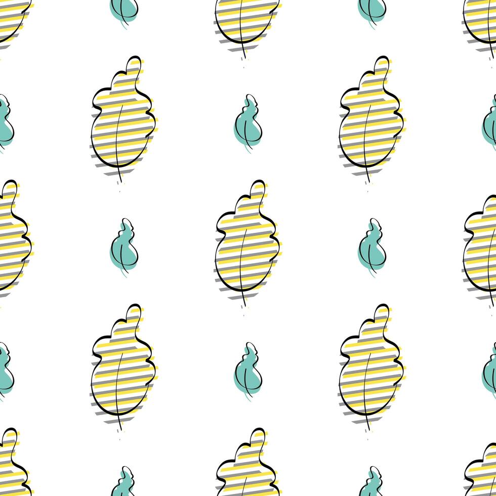 Seamless pattern with leaves. Drawn by hand. Good for menus, textiles wrapping paper and postcards. Flat style. template. vector