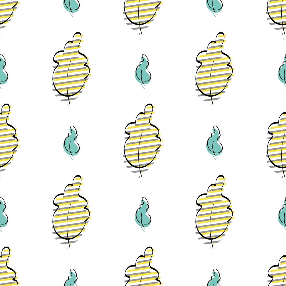 Seamless pattern with leaves. Drawn by hand. Good for menus, textiles wrapping paper and postcards. Flat style. Vector template.