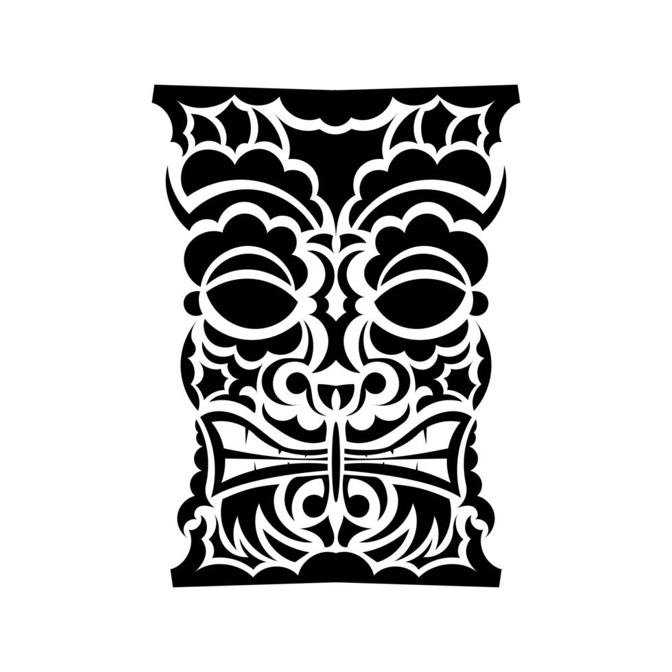 Tattoo mask in the Polynesian style. Maori face. Hawaiian tribal patterns. Isolated. Vector illustration.