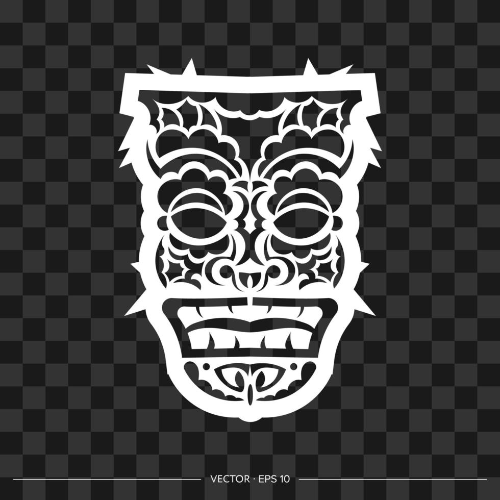 Polynesia mask from patterns. The contour of the face or mask of a warrior. Polynesian, Hawaiian or Maori patterns. For T-shirts, prints and tattoos. Vector