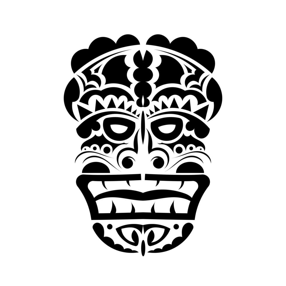 Totem is the face of the Hawaiian tribes. Face in Polynesian or Maori style. Good for prints and t-shirts. Isolated. Vector illustration.