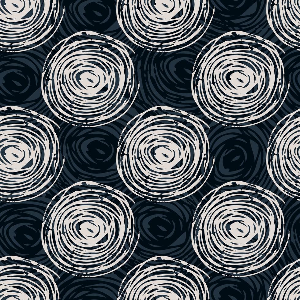 Light spirals abstract seamless pattern on black background. vector