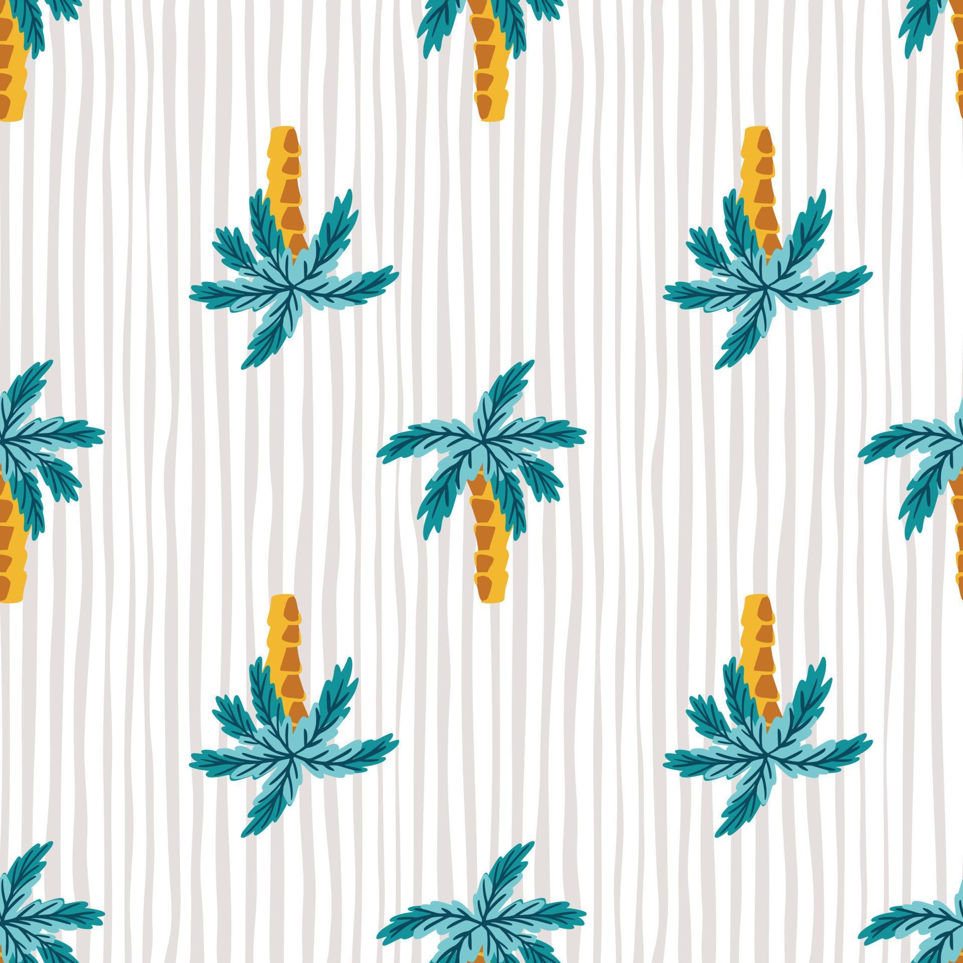 Hawaiian style seamless pattern with bright blue abstract palms tree ...