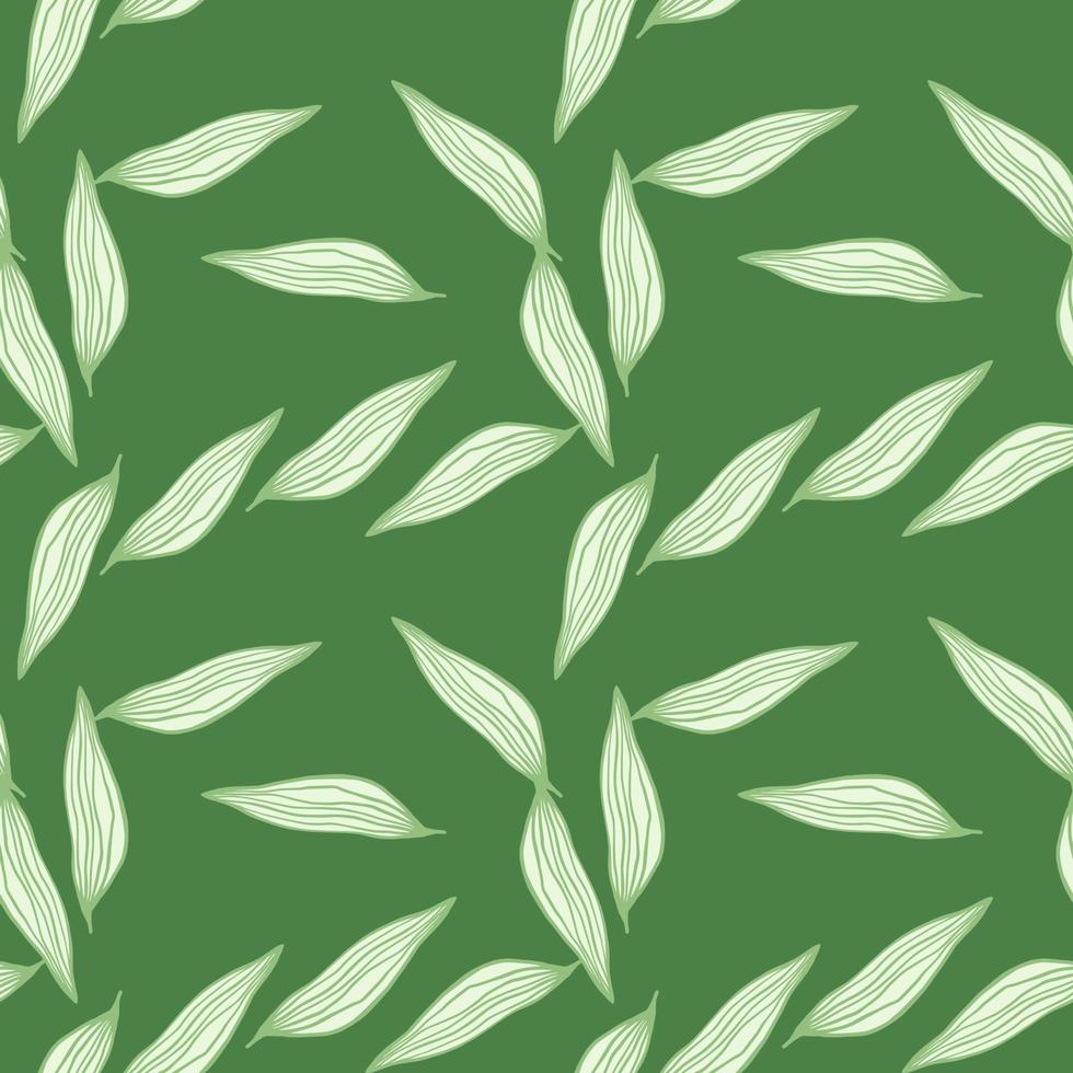 Organic line leaves pattern on white background. Abstract botanical backdrop. vector