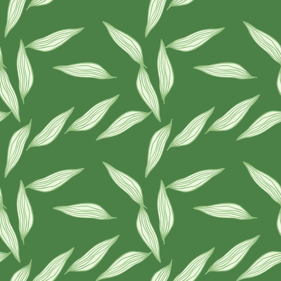 Organic line leaves pattern on white background. Abstract botanical backdrop. vector