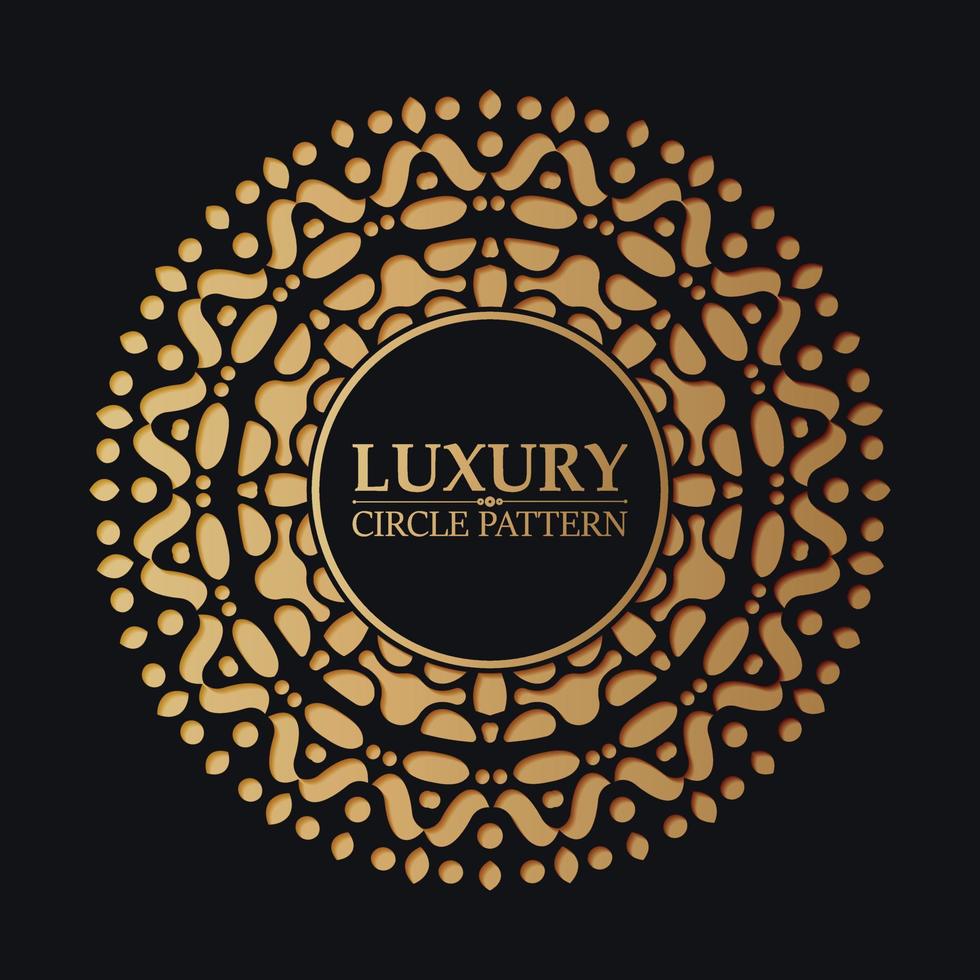 Luxury black and gold ornament pattern circle background vector