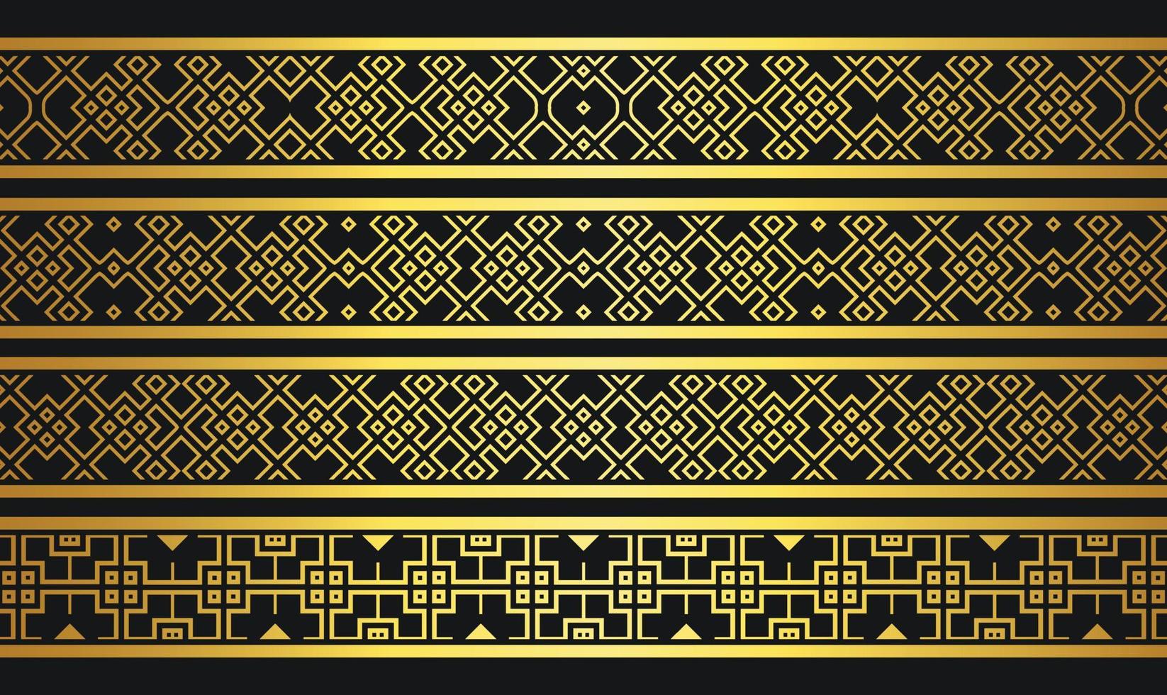 Luxury ornament style ethnic seamless borders set vector