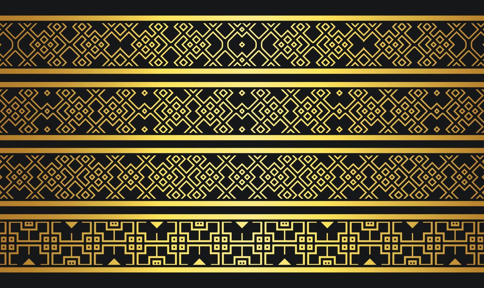 Luxury ornament style ethnic seamless borders set vector