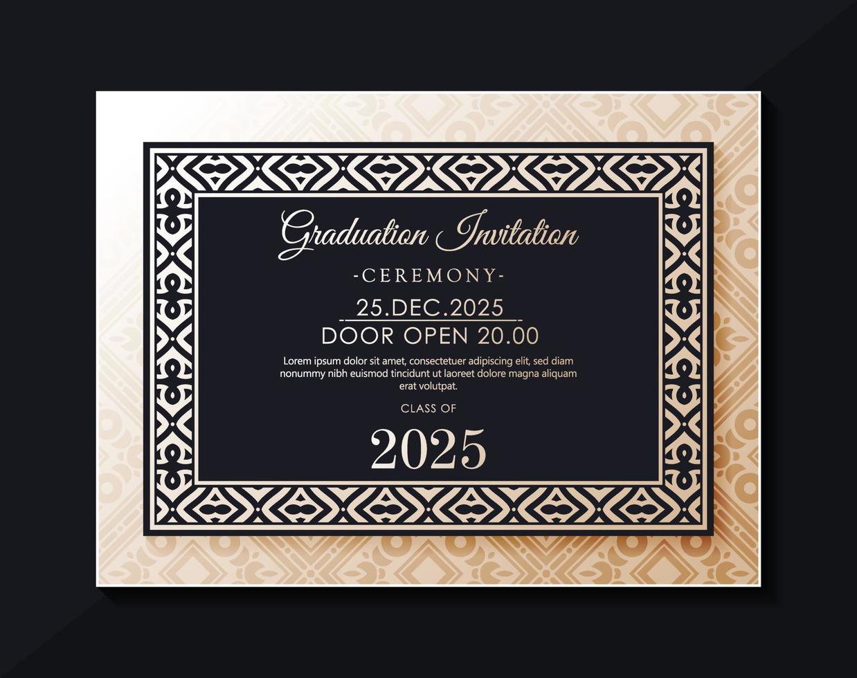 graduation invitation with ornament template vector